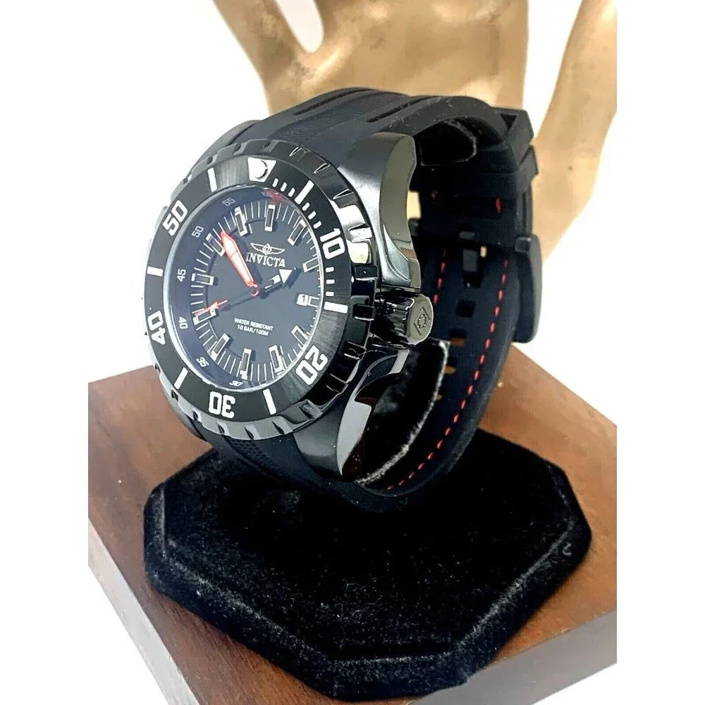 Invicta Men's Watch 30760 Pro Diver Quartz Red Black Dial Rubber Strap 52mm